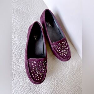 Vionic Athens Plum Jeweled Suede Loafer